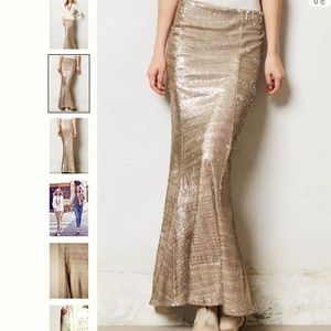 NWT Anthropologie Line + Dot Sirens Gold Sequin Mermaid Maxi Skirt